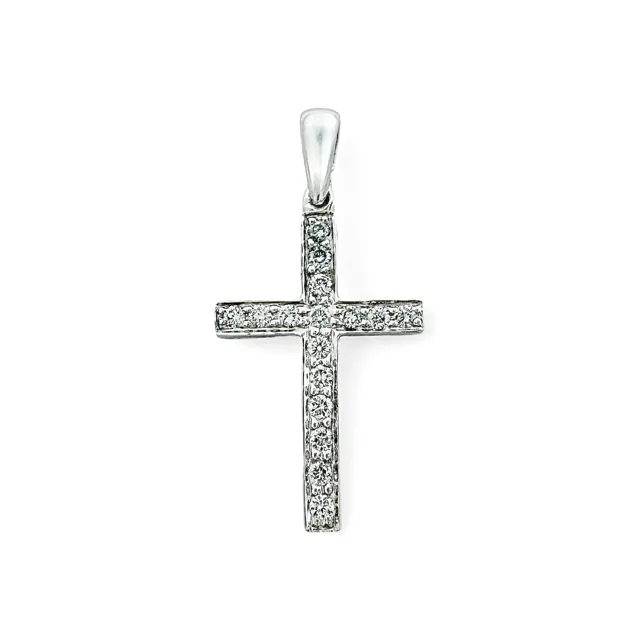 Dije cruz en oro blanco con diamantes